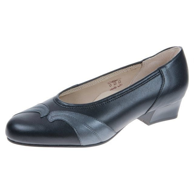 Elmdale Martha Women's EE WIDE Fit Navy Leather Slip On Court Shoes Size 2.5