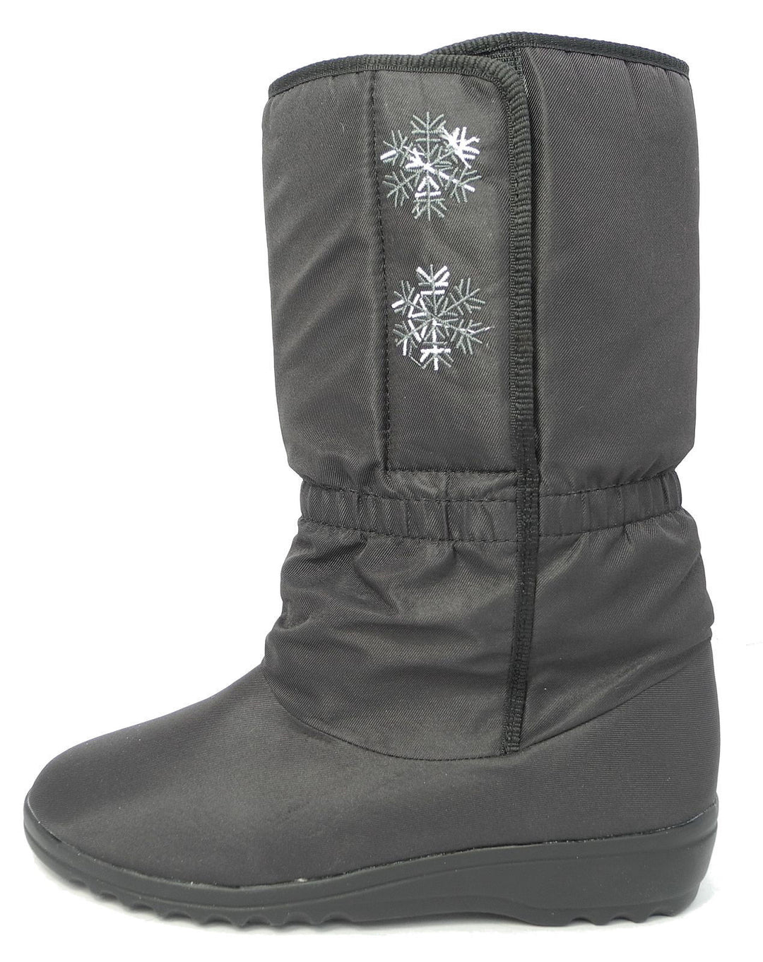 Blizzard Boot Ladies Black Fleece Lined Waterproof Snow Boots With Strap LB852