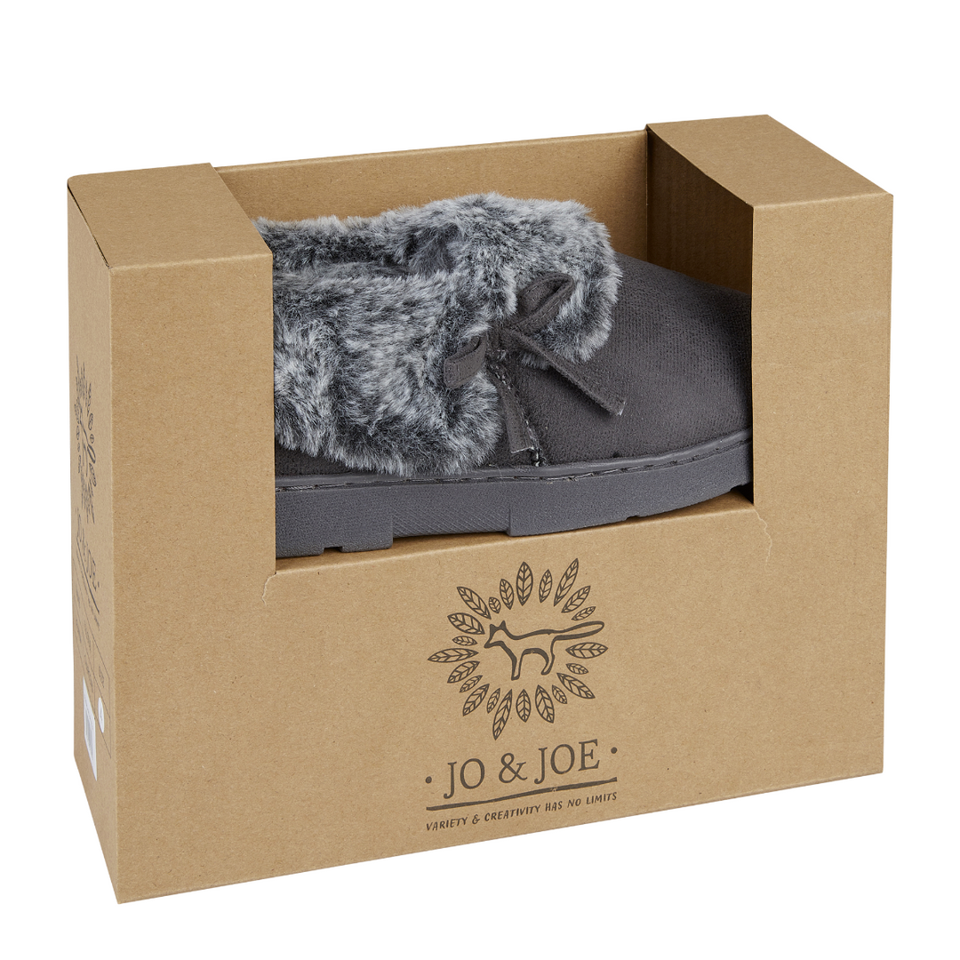 Jo & Joe Belinda Womens Faur Fur Warm Lined Bootie Slippers Winter Slip On Flat