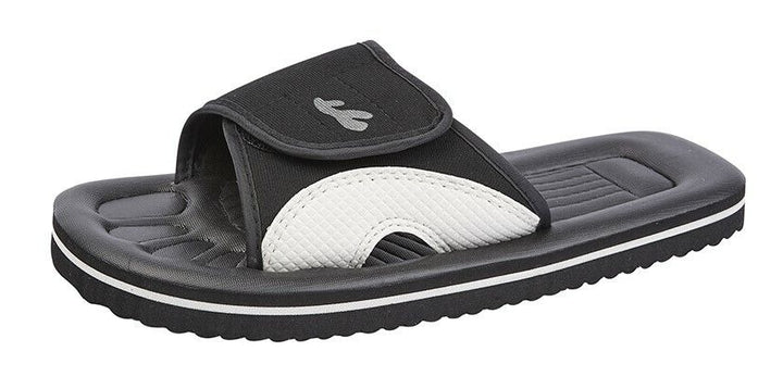 PDQ Unisex Mens Womens Kids Black & Grey Bathroom Waterproof Flip Flops Sizes 3 - 12