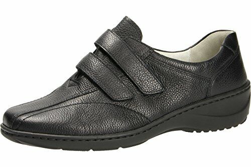 Waldlaufer Kya 607302 Ladies Wide EE Fitting Double Touch Fasten Black Shoes