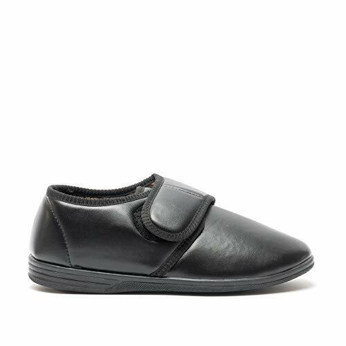 JO & JOE Vince Mens Black Soft Vinyl Slippers With Adjustable Strap & Memory Foam