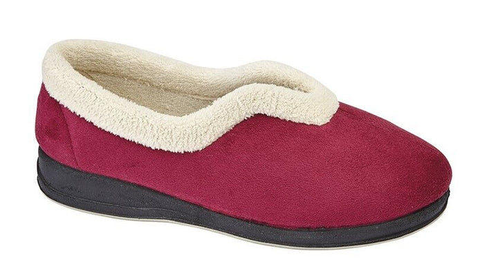 Sleepers Ladies Olivia Red Memory Foam V Throat Warm Fleece Lined Slippers