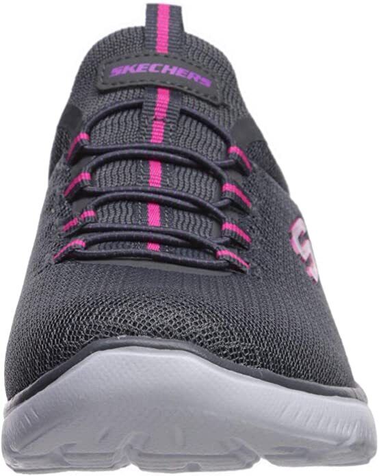 Skechers Ladies Charcoal/Purple Mesh Bungee Lace Memory Foam Trainers Summits