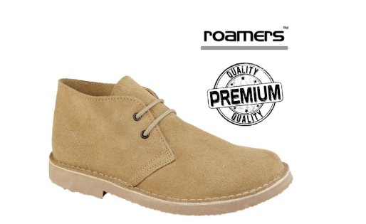 Roamers M400TS Unisex Stone Beige Suede 2 Eyelet Desert Boots