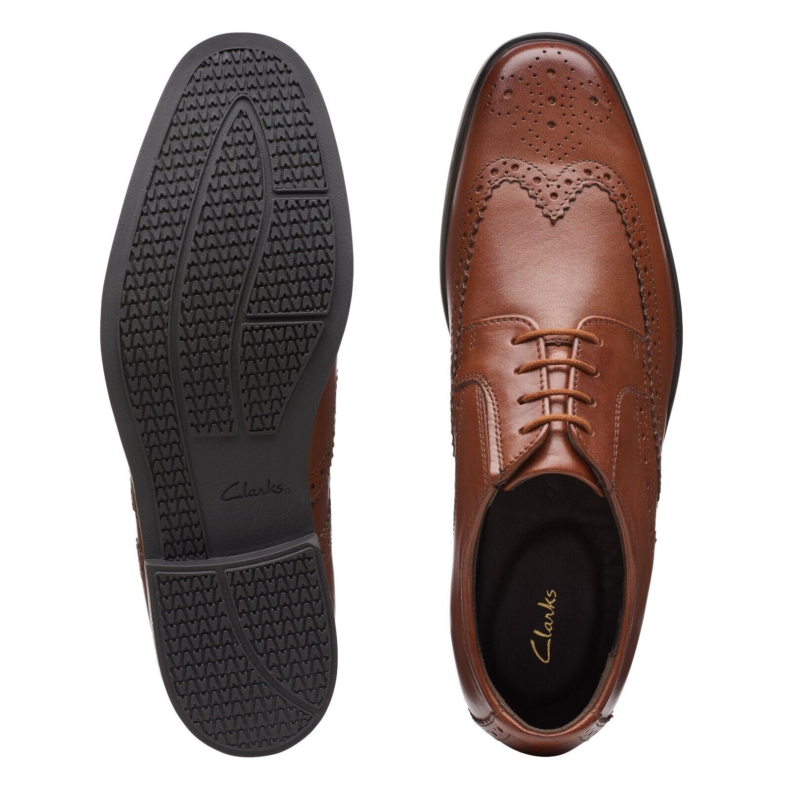 Clarks tan brogues best sale