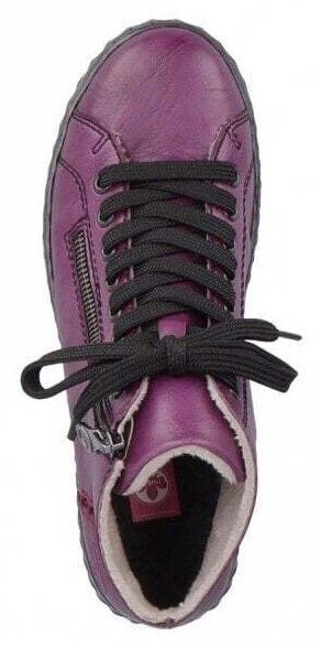 Rieker Ladies Purple Lace/Zip Up Faux Fur Lined Sneaker Style Ankle Boot N0921