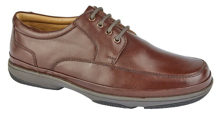 Roamers M028 Mens WIDE FITTING Deluxe Comfort Brown Leather Casual Lace Up Shoes