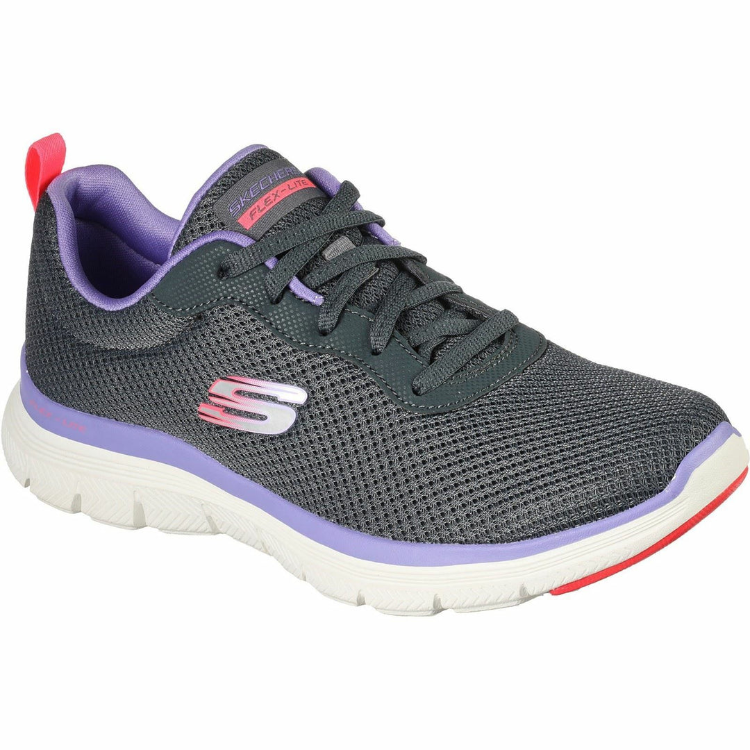 Skechers Flex Appeal 4.0 Brilliant View Charcoal/Purple Womens Mesh Trainers