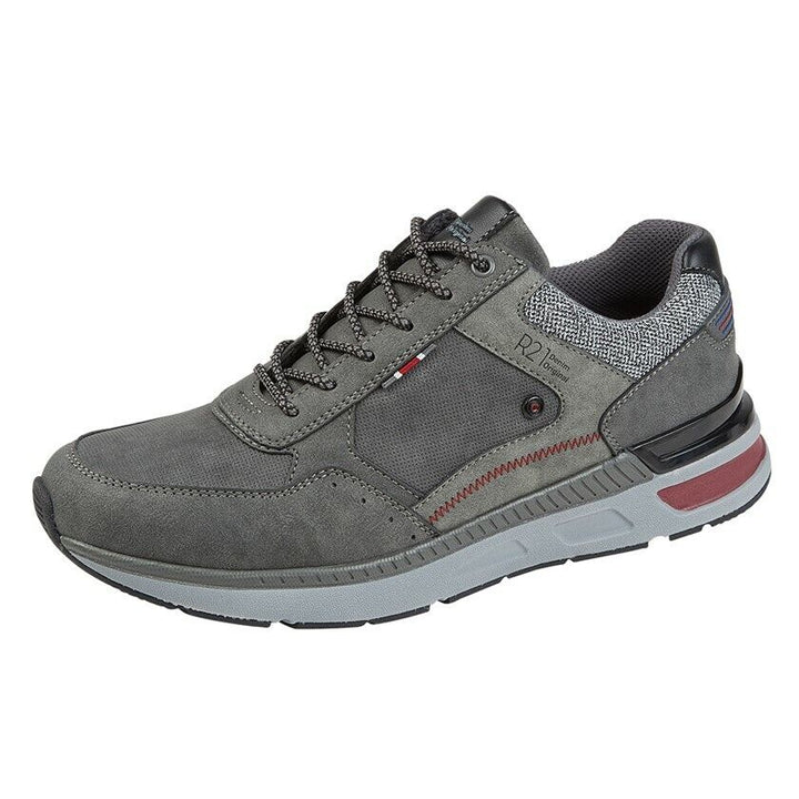 Route 21 Mens Grey Trainers M924 6 Eyelet Lace Up Leisure Sports Comfort Sneaker