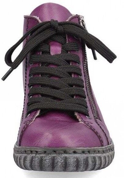 Rieker Ladies Purple Lace/Zip Up Faux Fur Lined Sneaker Style Ankle Boot N0921