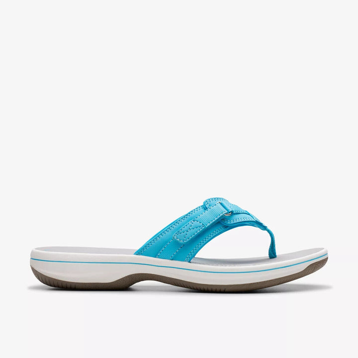 Clarks Brinkley Sea Women Light Turquoise Adjustable Toe Post Flip Flop Sandals