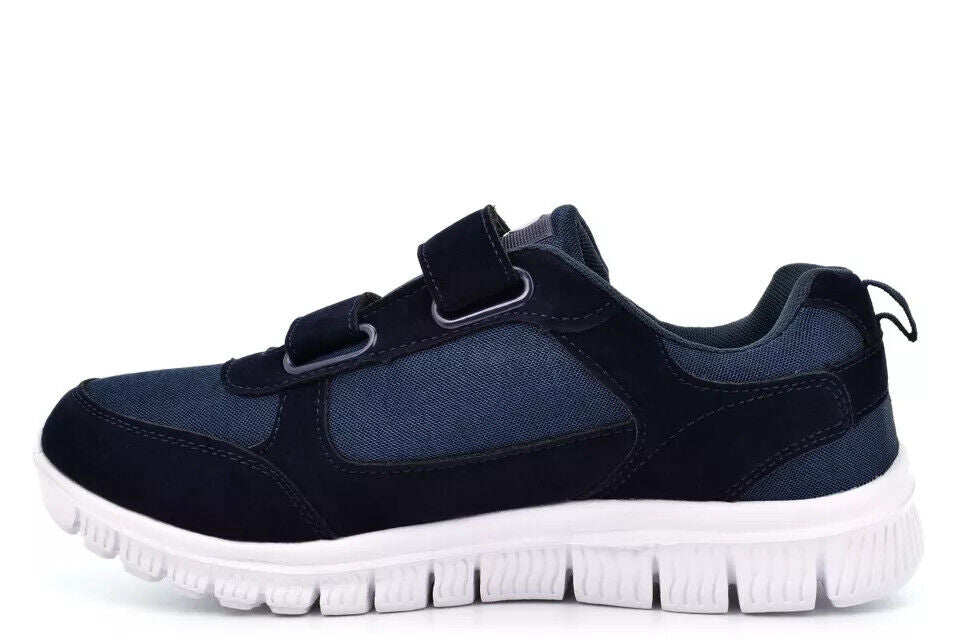 DEK T749 Mens navy/ blue combination Super light double touch fasten textile and faux suede trainers WITH MEMORY FOAM