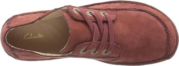 Clarks Funny Dream Womens Leather Lace Up Curved Wedge Shoes Chestnut Nubuck