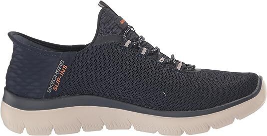 Skechers Slip Ins High Range Mens Navy Wide Fit Bungee Hands Free Vegan Trainers