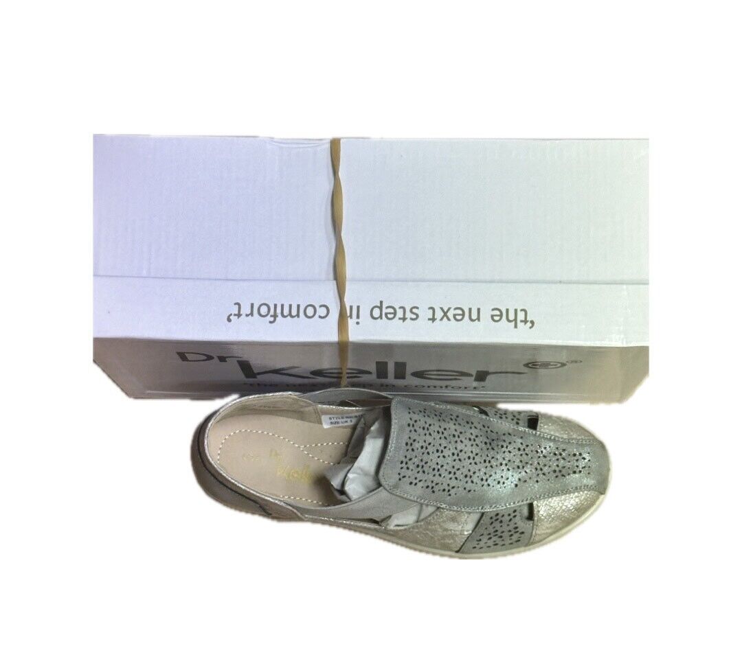 Dr Keller Polly Womens Grey Elasticated Slip On Perforated Summer Sandals Shoes