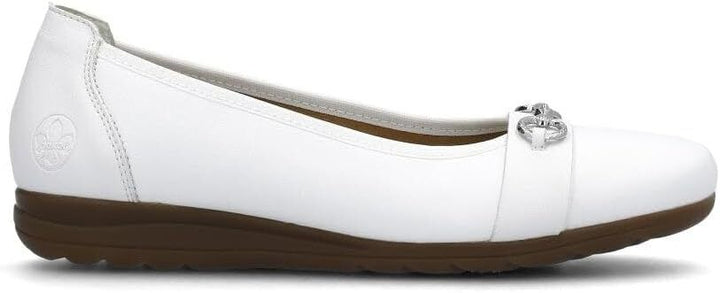 Rieker Antistress  L9360  Ladies Leather Textile Pumps Low Heel Slip On Shoes White