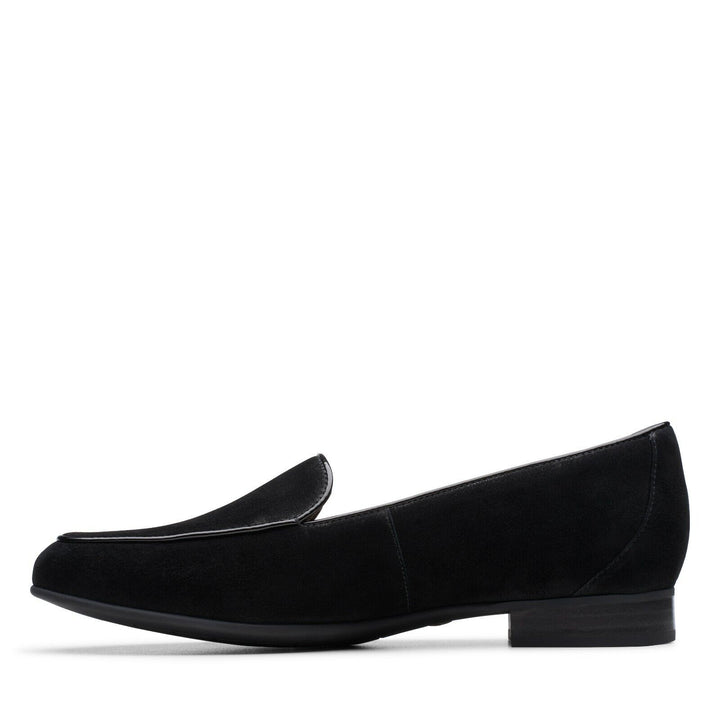 Clarks Un Blush Ease Black Suede Leather Loafers Womens Low Heeled Slip On Shoes