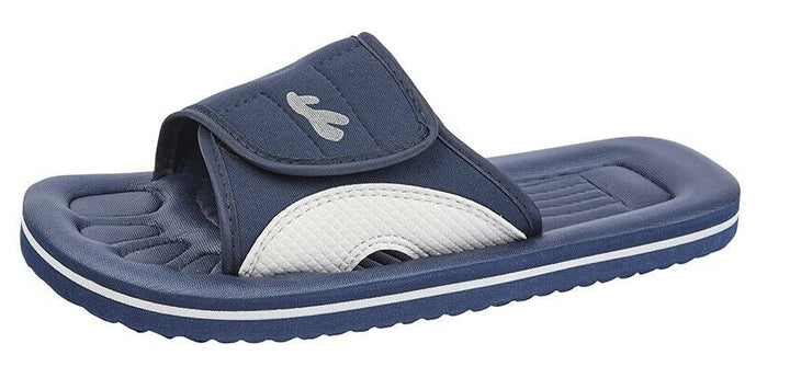 PDQ Unisex Mens Womens Kids Blue & Grey Bathroom Waterproof Flip Flops Size 3-12