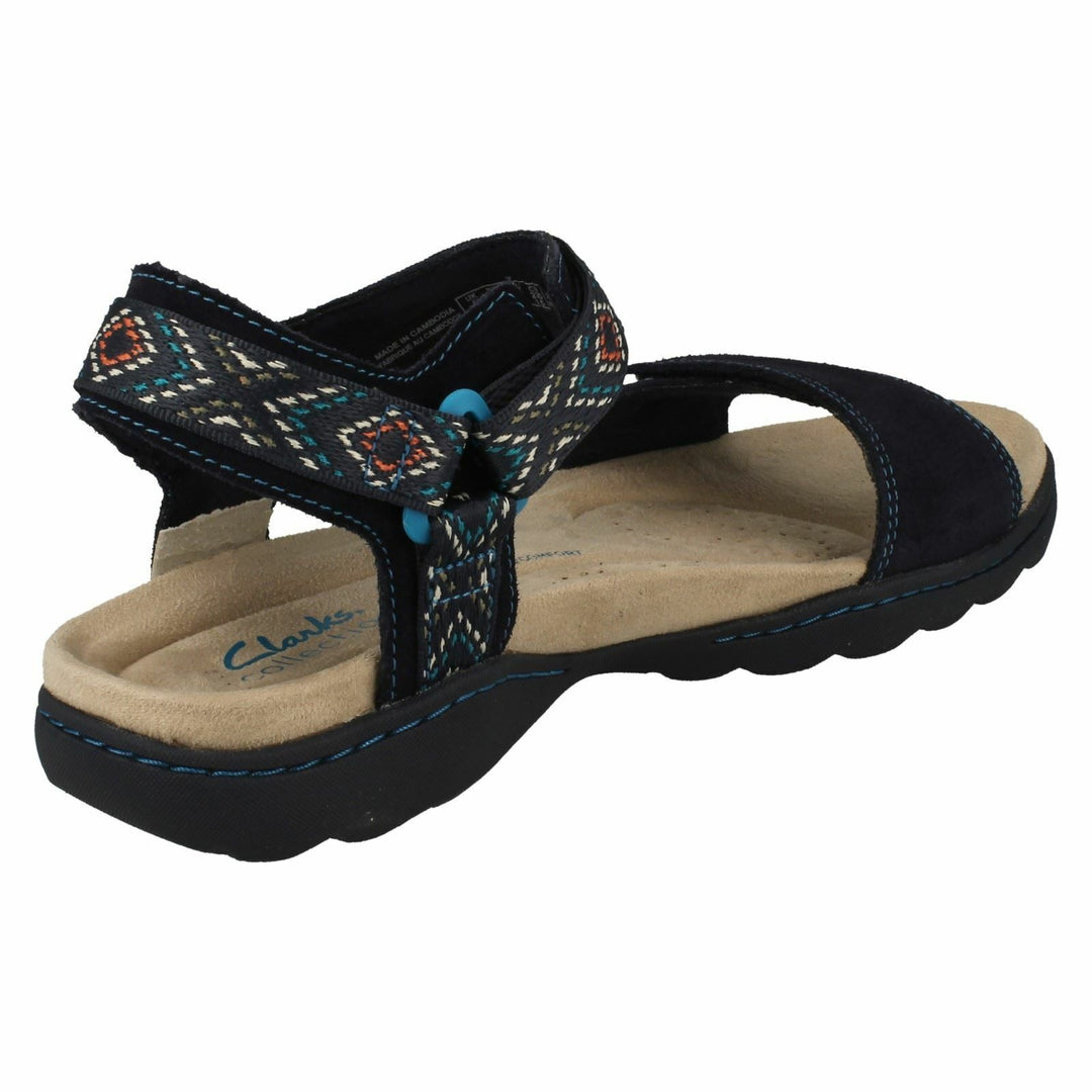 Clarks Amanda Step Ladies Navy Suede Lightweight Touch Fasten Strap Sports Sandals