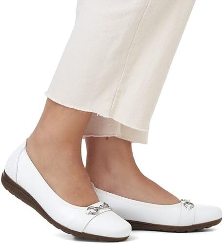 Rieker Antistress  L9360  Ladies Leather Textile Pumps Low Heel Slip On Shoes White