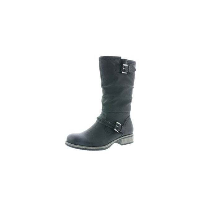 Rieker Antistress 98860 Ladies Black Zip Fur Lined Calf Boots