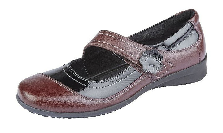 Mod Comfys L838 Wine Red Leather Mary Jane Shoes With Memory Foam Insole