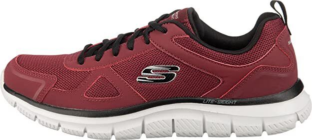 Skechers Mens Burgundy/Black Lite-Weight Memory Foam Trainers Track Scloric