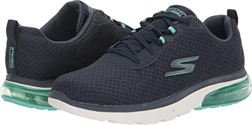 Skechers Dynamic Virtue Womens Memory Foam Navy/Turquoise Lace Up Mesh Trainers