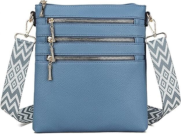 Long & Son London Ladies Light Blue Soft Crossbody Handbag With Adjustable Strap