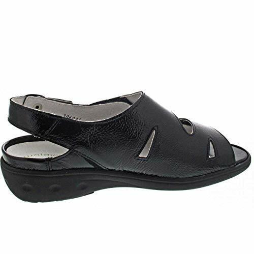 Waldlaufer Kara Ladies EXTRA WIDE Black Patent Leather Sandals Removable Insoles