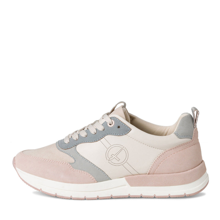 Tamaris 23733 Ladies Ivory/Pink/Blue Combi 100% Vegan Athleisure Lace Up Fashion Trainers