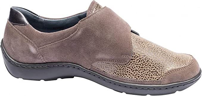 Waldlaufer Henni 496H31 Ladies Leather WIDE FIT Strap  Grey Leopard Print Shoes