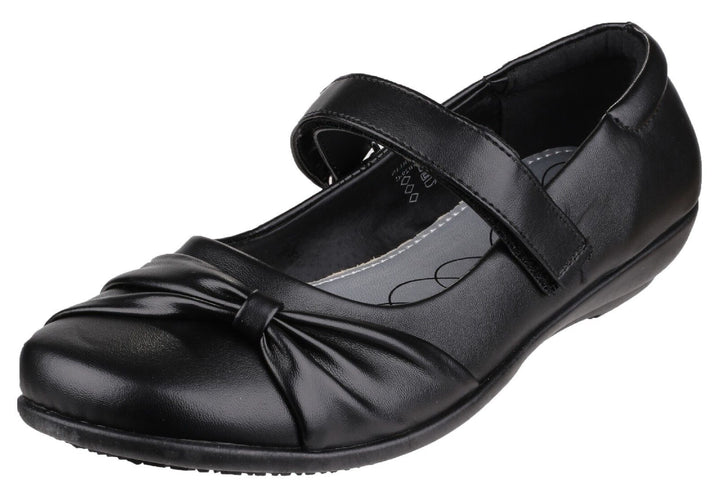 US Brass G795 Marlin Girls School Shoes Black Mary Jane With Bar Strap