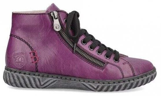 Rieker Ladies Purple Lace/Zip Up Faux Fur Lined Sneaker Style Ankle Boot N0921