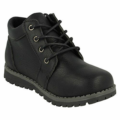 JC Dees N2042 Boys Black Infants Lace Up Casual Desert Boots Sizes 5 - 12