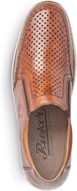 Rieker Antistress 08668 Mens Brown Leather Perforated Casual Slip On Shoes