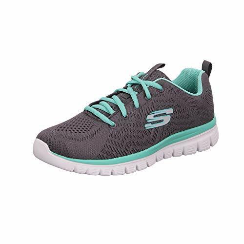 Skechers Graceful Get Connected Grey/Green Womens Trainers Memory Foam Lace Up