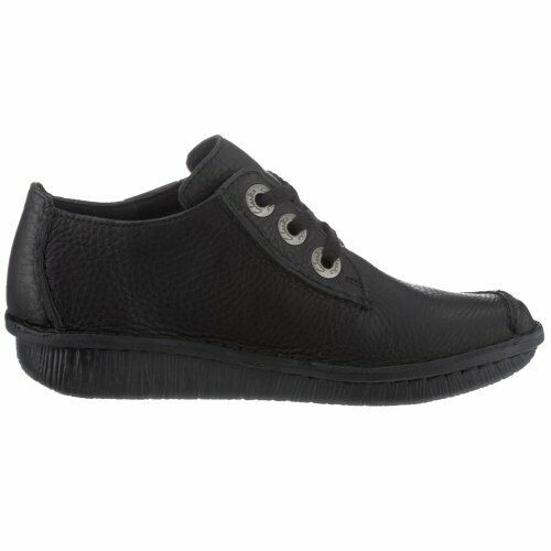 Clarks Funny Dream Womens Causal Soft Leather Lace Up Curved Wedge Sole Shoes Black Leather