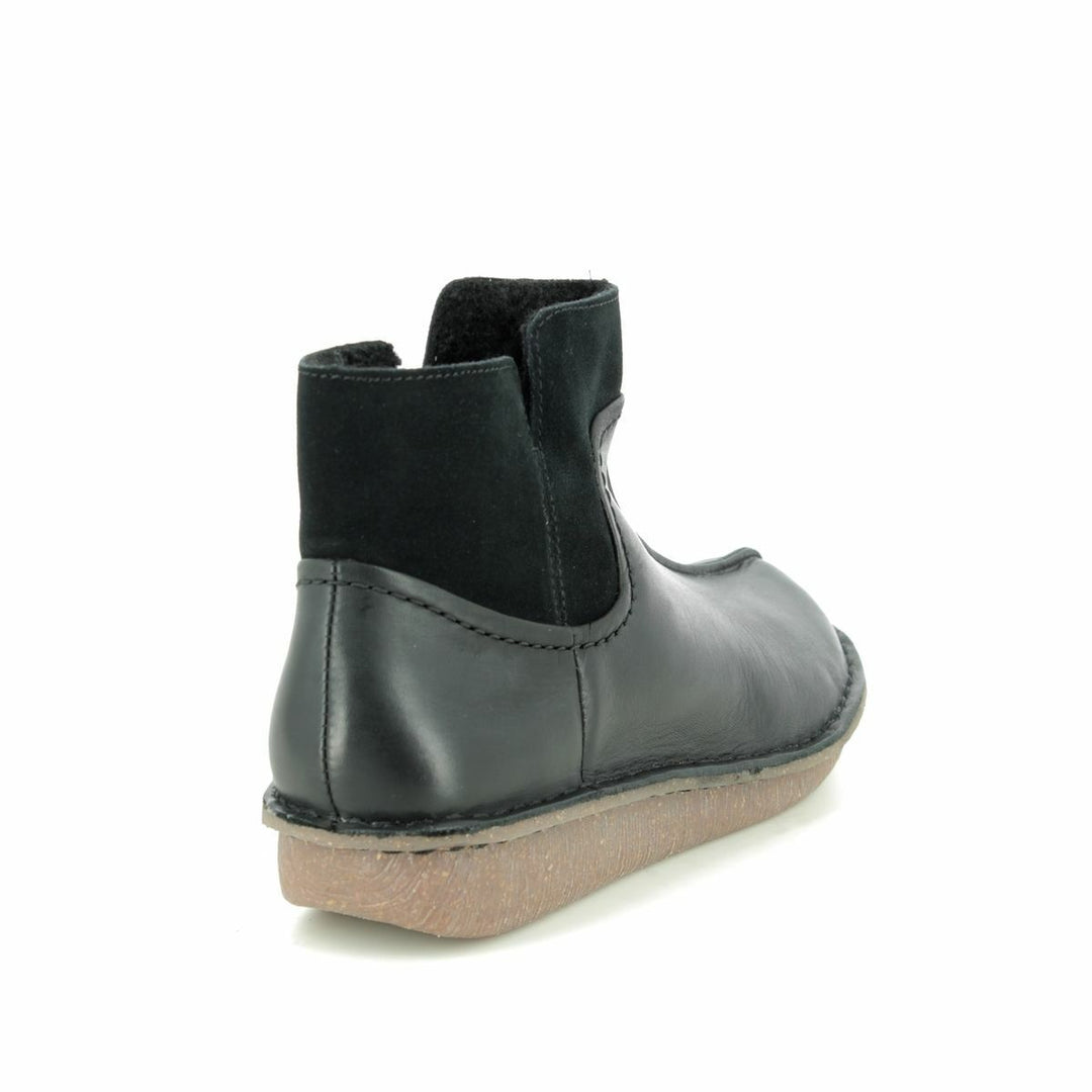 Clarks Funny Mid Womens Black Leather Wedge Sole Zip Up Ankle Chelsea Boots