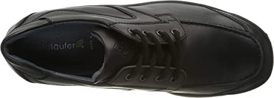 Waldlaufer Hendrik 483000 Mens Black Leather Wide Fitting Lace Up Casual Shoes