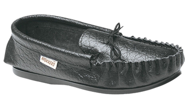 Mokkers Gordon Mens  Black Leather Soft Comfy Slip On Flexible Moccasin Slippers