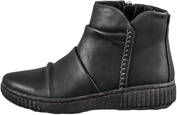 Clarks Caroline Rae D Fit Ladies Ruched Black Leather Stitch Detail Zip Up Ankle Boots