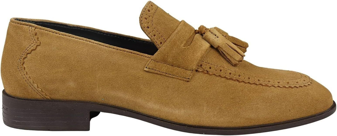 Frank Wright Palmer Mens Tan Suede Leather Tassel Slip On Brogue Detail Loafers