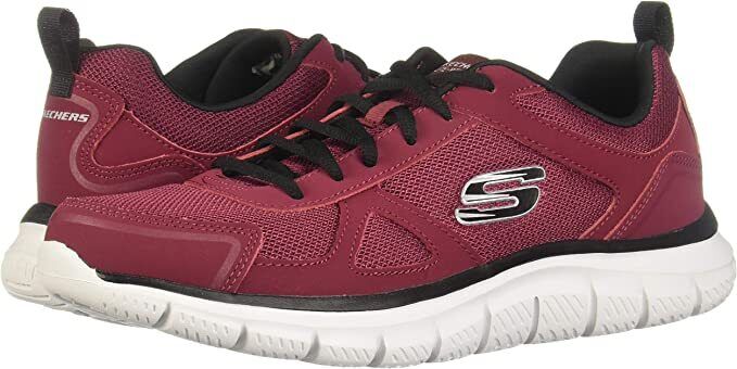 Skechers Mens Burgundy/Black Lite-Weight Memory Foam Trainers Track Scloric