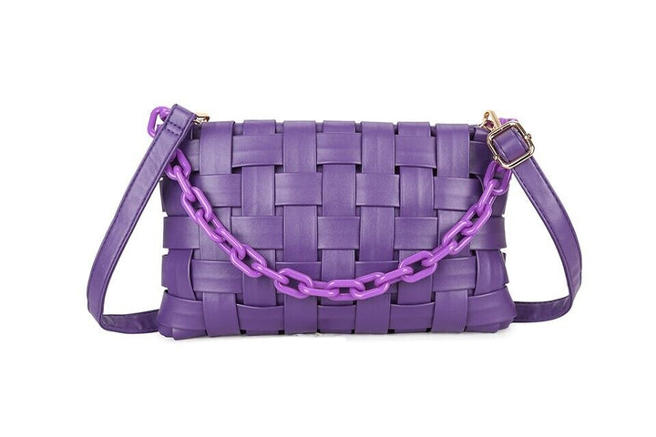 Long & Son London Ladies Purple Interwoven Chain Detachable Strap Handbag