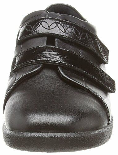 Padders REVIVE Womens 3E/4E WIDE FIT Black Leather Double Touch Fastening Shoes