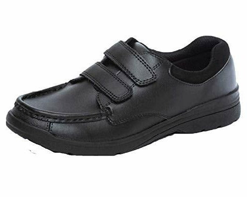 Chatterbox Alan Boys Scuff Resistant Black Leather Double Strap School Shoes