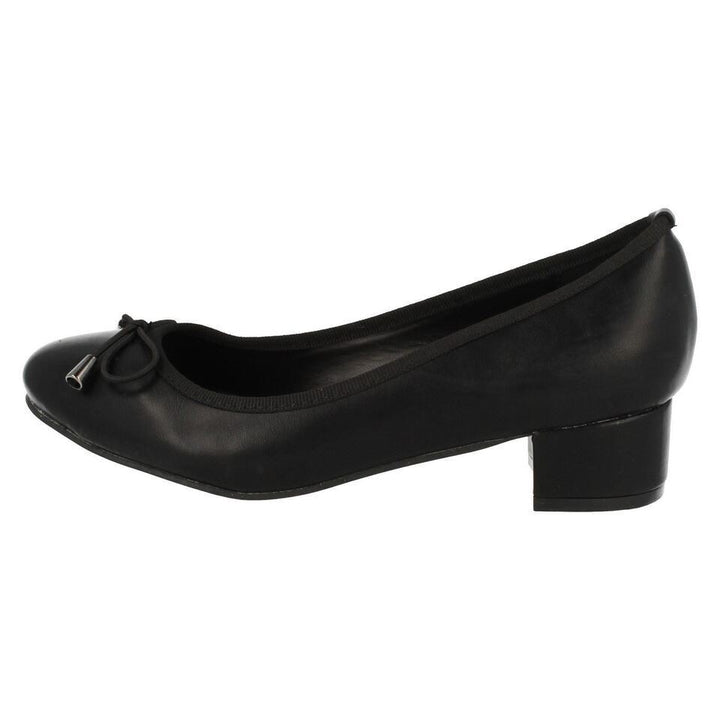 Spot On F9814 Ladies Black Synthetic Leather  Block Heel Cushioned Court Shoes