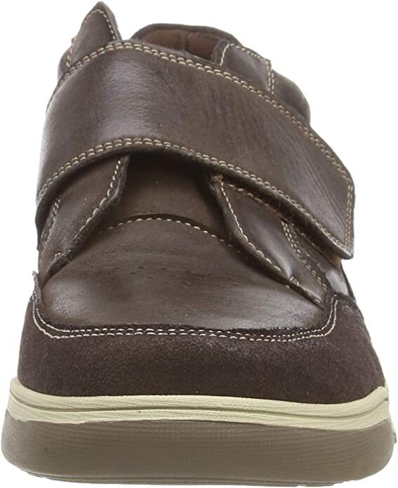 Hush Puppies Fabian Mens Coffee Leather Wide Fit Touch Fasten Memory Foam Shoes